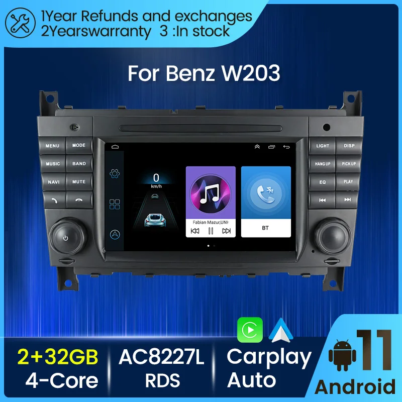 Автомагнитола на Android 11 для Mercedes Benz W203 W209 W219 A C Class A160 C180 C200 CLK 200 C230 GPS видеоплеер Carplay