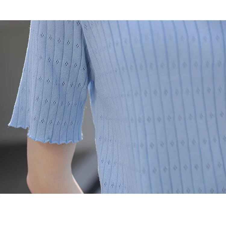 

GG0021 White short sleeved knitted T-shirt women's new summer design sense of niche French Chic casual casual casual short top