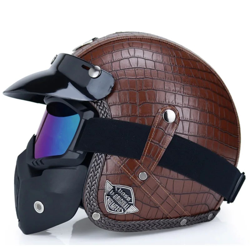 

Мотоциклетный шлем с открытым лицом, немецкий винтажный мотоциклетный шлем в стиле ретро, для езды на велосипеде, для кафе, квадроциклов