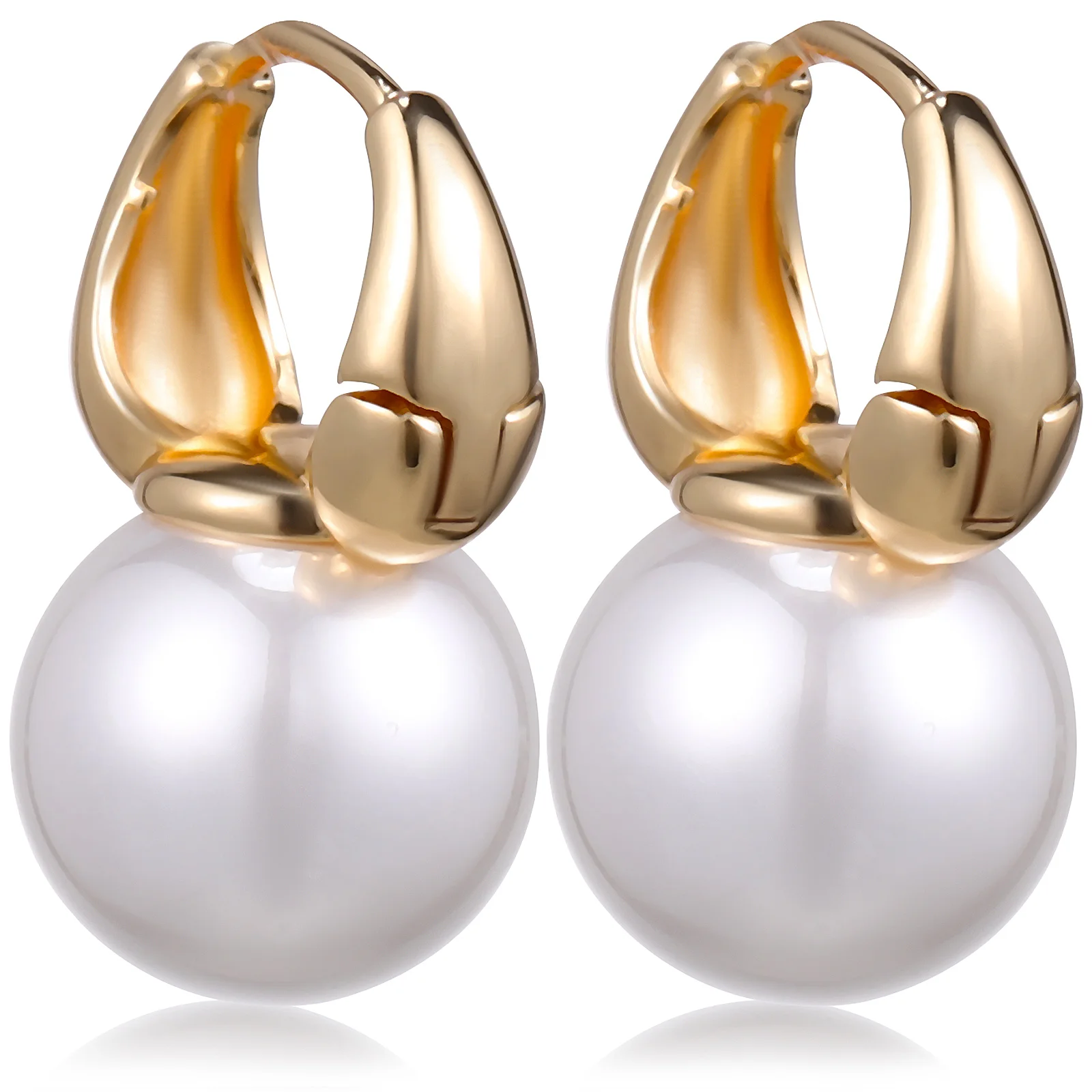 

Pearl Jewelry Earrings Women Hoop Costume Clothing Fashion Real Gold Plated Copper Statement Miss