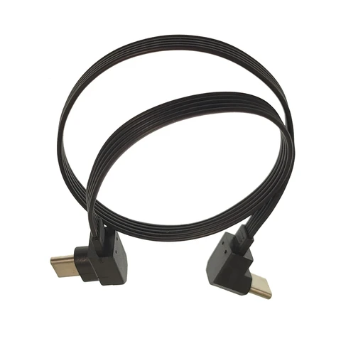 10 см-100 см плоский коленчатый USB-C Тип C вверх/вниз 90 ° нагрузка данных PD кабель левый и правый USB C универсальный кабель для телефонов Android