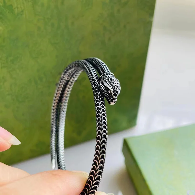 

Original Design Hip Hop Retro 925 Silver Snake Bracelet Luxury Jewelry Fashion Personalized Party Accessories Holiday Gift