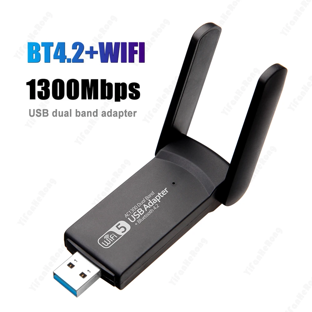 

WiFi USB 3.0 Adapter 1300Mbps Bluetooth 4.2 Dual-Band 2.4GHz&5GHz Wifi Usb For PC Desktop Laptop Network Card Wireless Receiver
