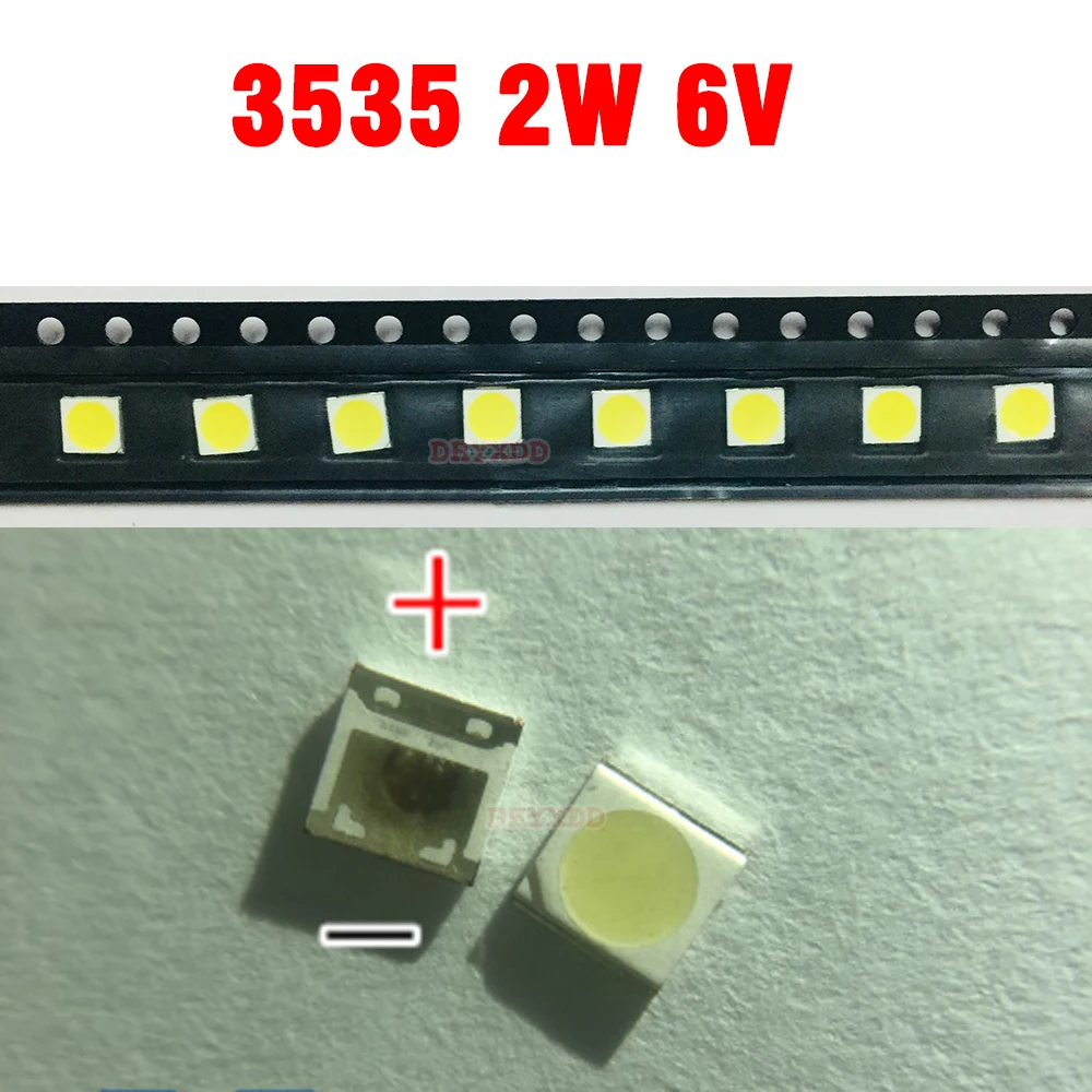 

100PCS/Lot Wooree SMD LED 3535 6V 2W Cold White WM35E2F-YR09B-eA For LCD/TV Backlight Application