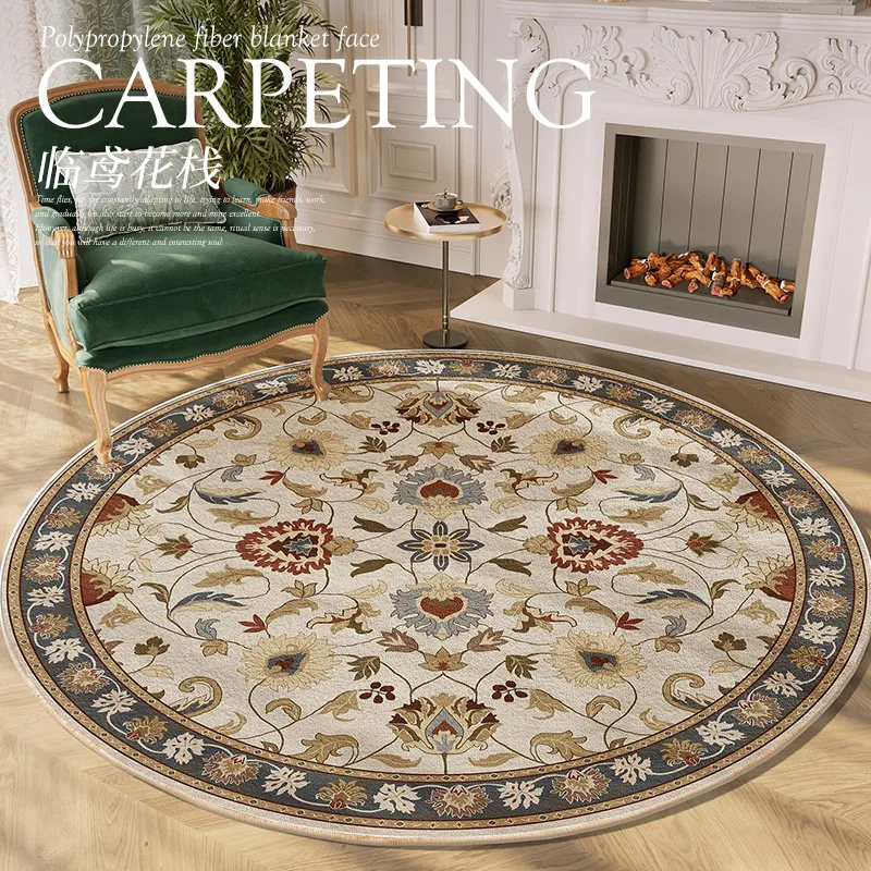 

American Living Room Ethnic Carpet Round Bedroom Sofa Coffee Table Cushion Retro European Luxury Lounge Carpet Decoration Home