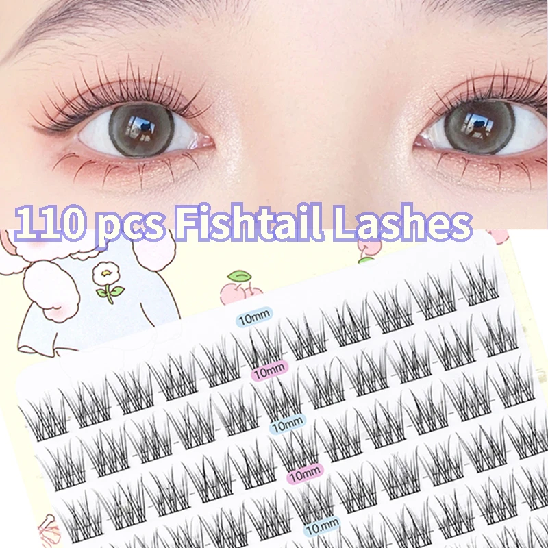 Dream Deer New Upgrade 110 Clusters Fishtail Eyelashes 10 Rows Large Capacity 0.07mm Ccurl Natural Cluster Eyelashes Make Up
