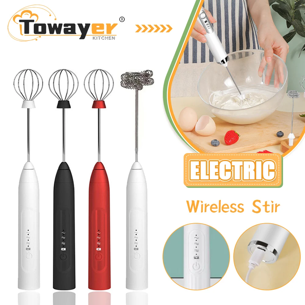 

Handheld Electric Milk Frother Whisk Egg Beater USB Rechargeable Coffee Blender Milkshake Blender Foamer Kitchen Food Blender