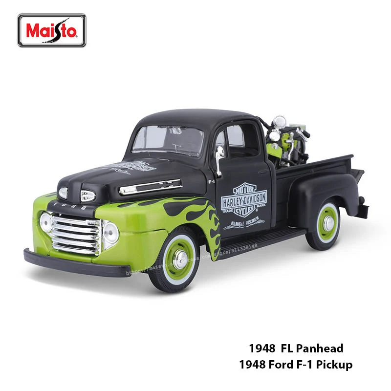 

Maisto 1:24 Harley Davidson 1948 FL Panhead 1948 Ford F-1 Pickup die-cast precision Alloy car model classics collection gift