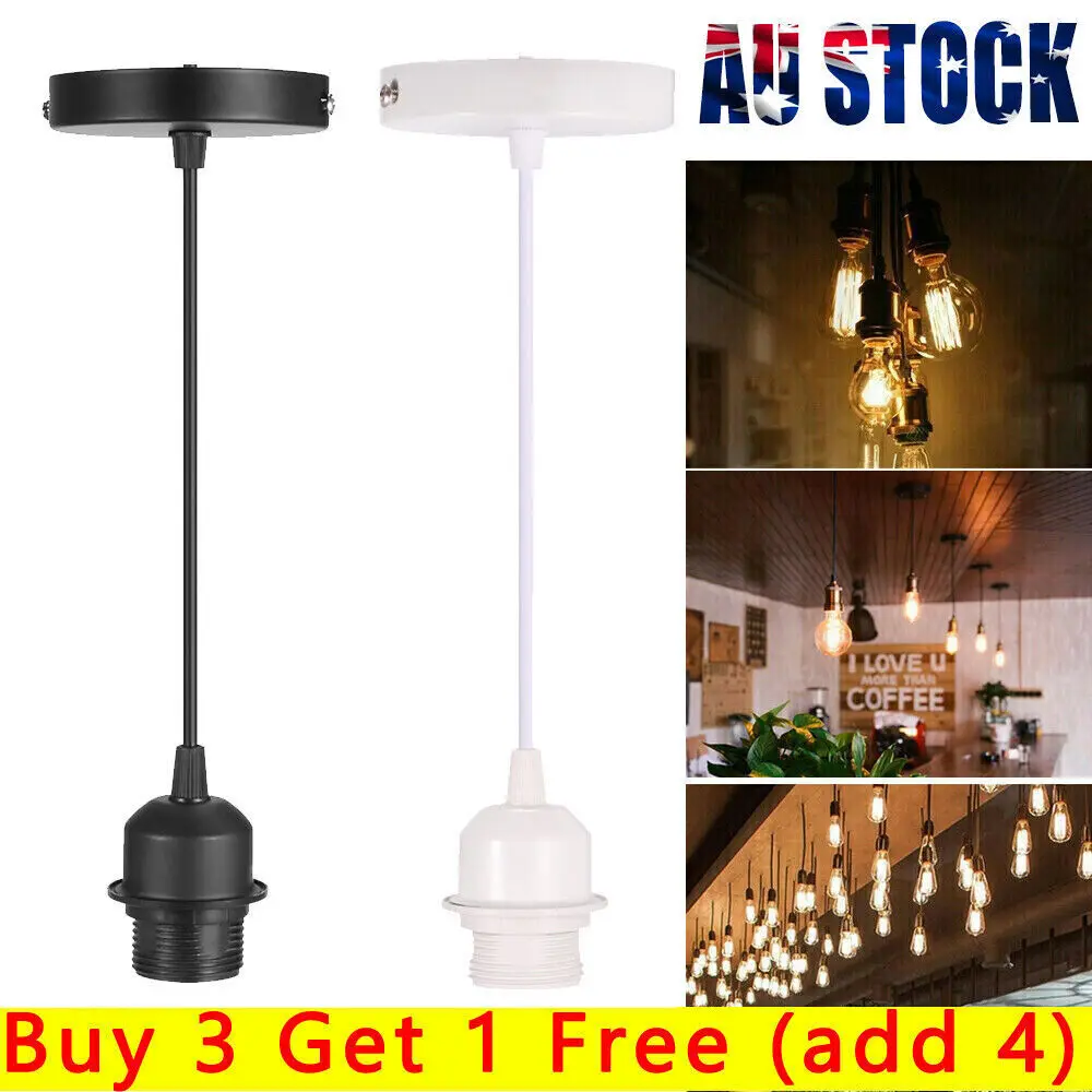 

Vintage Edison Lamp E27 Screw Base Hanging Pendant Light Fixture Full Tooth for Lampshade Bulb Holder Industrial Ceiling Lamp