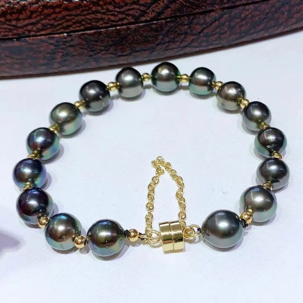 

Великолепный браслет из таитянского барочного черного жемчуга 11-12 мм 7-8 дюймов, серебряные браслеты 925s для женщин, ювелирные изделия в подарок