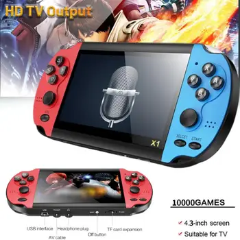 4.3 Inch 8GB Handheld Game Console X1 Retro Video Game Console With 10000 Games Built In, Used For Multiple Simulator Classic 1