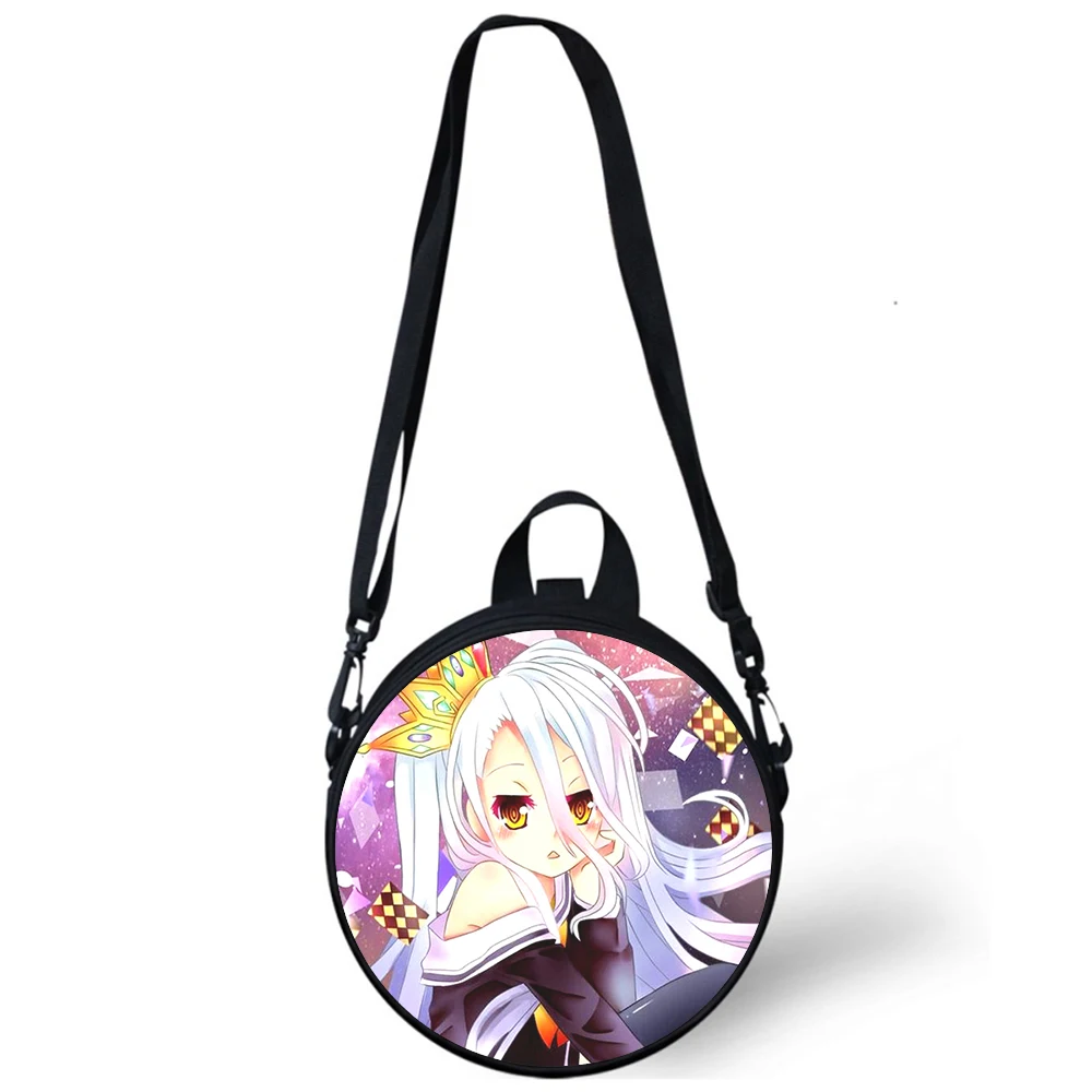 NO GAME NO LIFE Anime Child kindergarten Bag 3D Print Crossbody Shoulder Bags For School Women Mini Round Bagpacks Rugtas Bag
