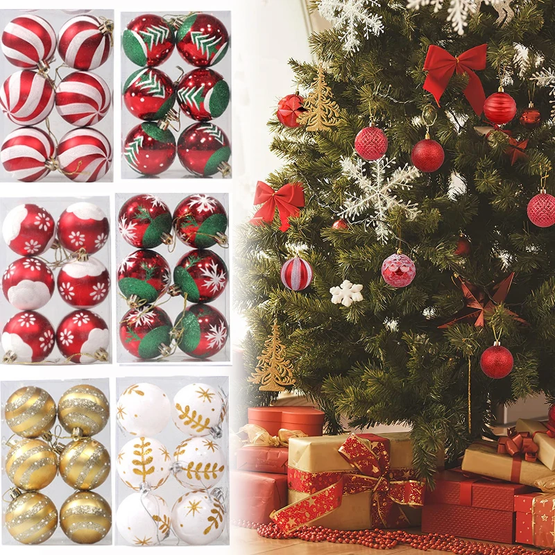 

6 шт. подвесные Подвески для рождественской елки, красочные рождественские шары, украшения «сделай сам» для рождественских шаров, украшения...