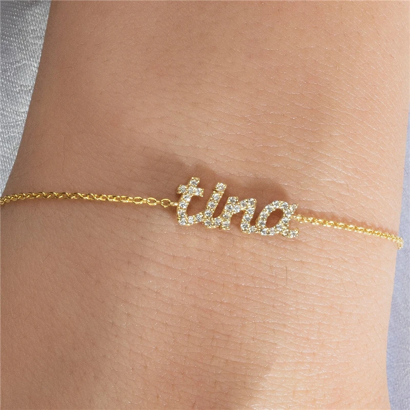 

Custom Personalized Name Bracelet Stainless Steel Charms Handmade Figaro Chain Engraved Handwriting Heart Bangle Gift