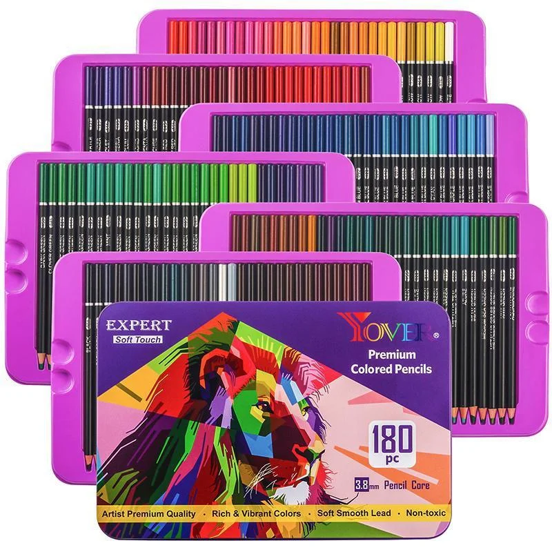 Colored Pencils with Metal Box 180 Unique Coloured Pencils and Pre Sharpened Crayons for Coloring Book-Ideal Christmas Gift Pens