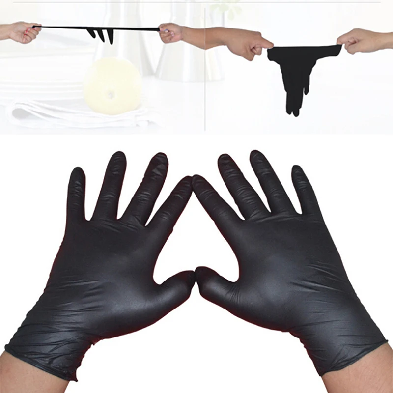

10Pcs Disposable Tattoo Latex Gloves Black Permanent Tattoo Gloves Size L/S