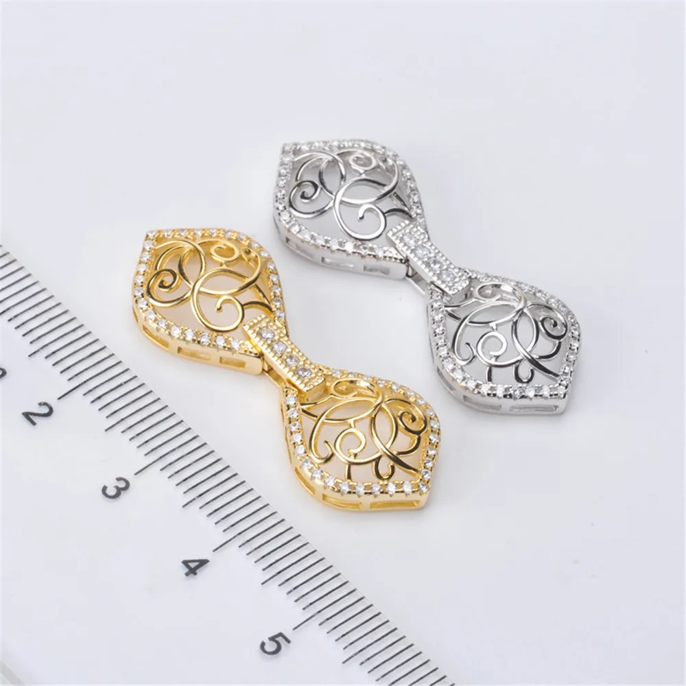 S925 Sterling silver Cubic Zirconia Clasp DIY Beads Jewelry Making Accessories Silver/Gold Metal Connector Clasps Findings