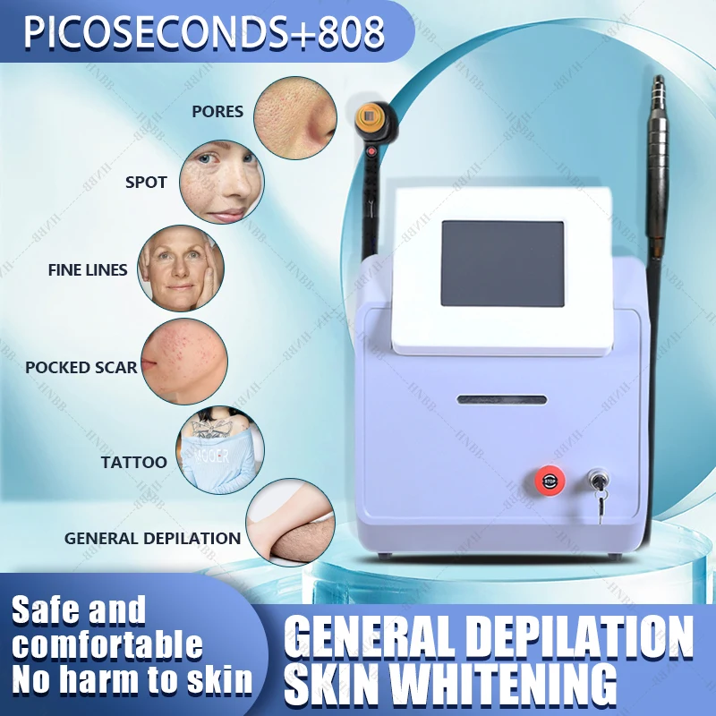 

2023New 2 in 1 Pico Pigment Tattoo Remove Device 808 Diode Laser Painless Hair Removal Skin Rejuvenation Machine