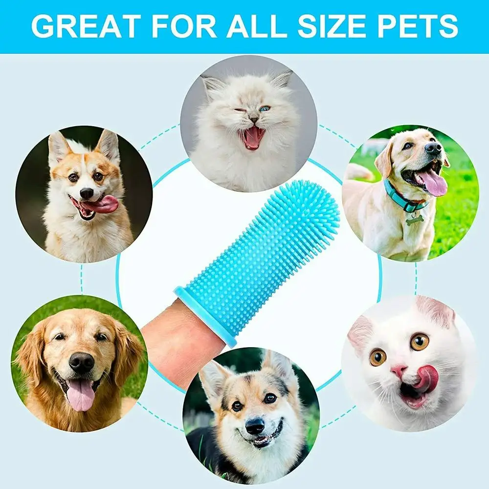 

Finger Brush Toothbrush For Dogs And Cats Full Surrounding Silicone Bristles Mouth Prevent Tooth Decay Brush