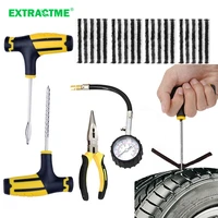 extractme car tire repair tool kit repair studding tool set auto motorcycle tubeless tire puncture plug garage with rubber strip