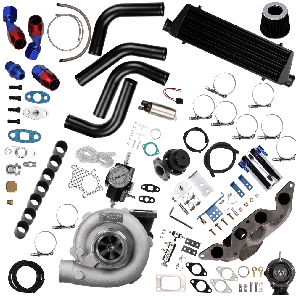 

T04E T3/T4 Turbo Turbolader +Intercooler+Manifold+Oil Line+Wastegate Kit For Honda Civic D17 GX