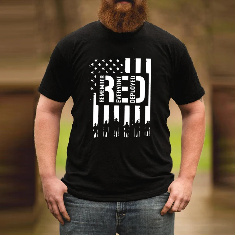 

Red Friday Military Remember Everyone Deployed Graphic Tees Men Military Cartoon Tshirts Summer Red Friday Graphic Tees Retro