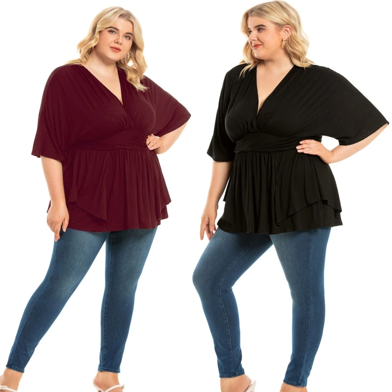 

Женская футболка с коротким рукавом и V-образным вырезом