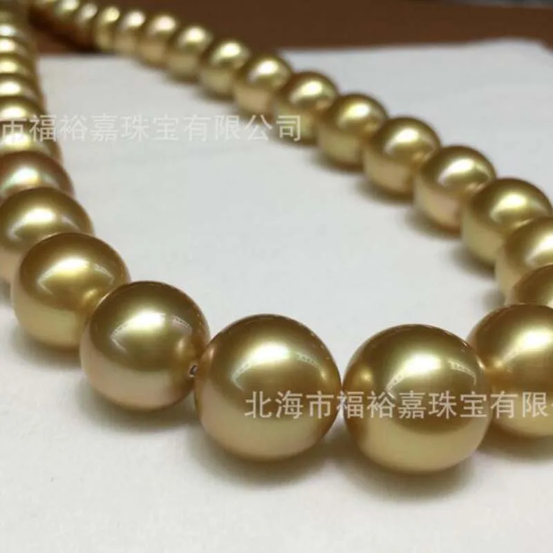 Ожерелье из 18-дюймового круглого золотого жемчуга 12-13 ММ ЮЖНОГО МОРЯ по оптовой