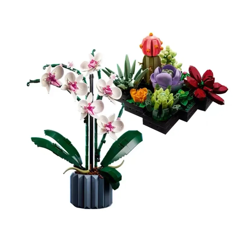 

10311 Bouquet Orchid Flowers Succulent Potted Building Blocks City Romantic Home Decoration Diy Friends Bricks Toy for Children