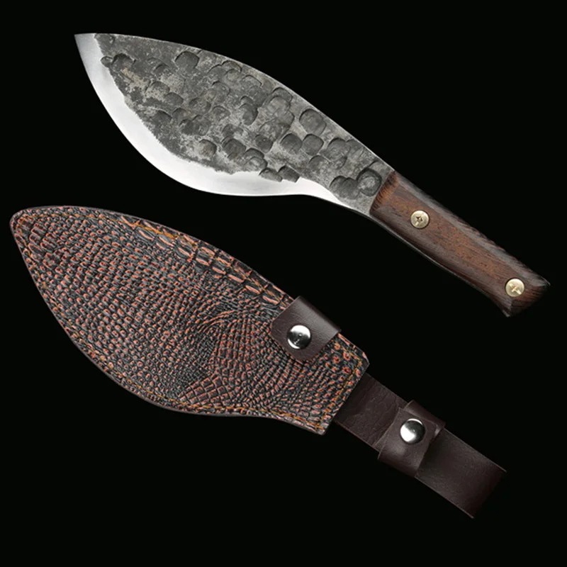 

Longquan Knife Handmade Forged 7 Inch Sharp Chopper Machete Kitchen Hatchet Hunting Knife With Holster Bone Meat Poultry Tools