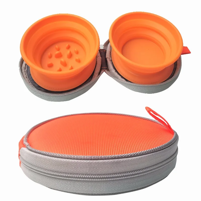 

Folding Silicone Puppy Food Container Slow Feeder Dog Bowl Safety Pet Portable Water Bottle for Tarvel Feeder Dish Double Bowl
