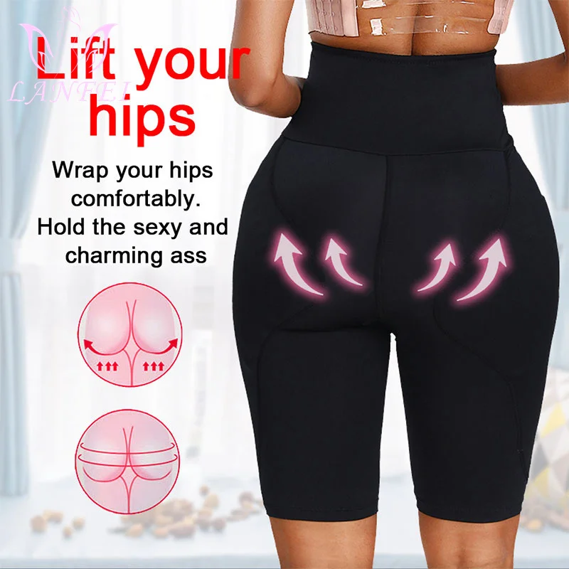 LANFEI Womens Fake Ass Seamless panties Tummy Shaper Hip Enhancer Booty Pad Butt Lifter High Waist control Thigh Slimming Shorts