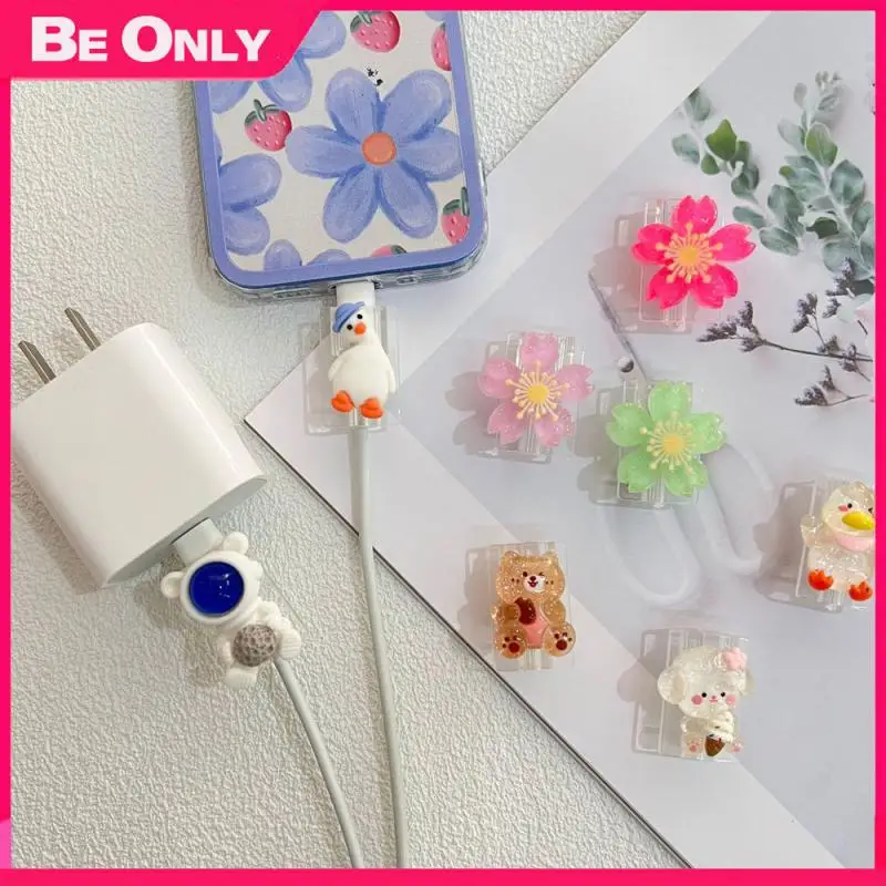

Durable Charger Transparent Cover Cartoon Cute Donut Data Cable Protective 1pc Bite Organizer Cable Protection Cable Cover Mini