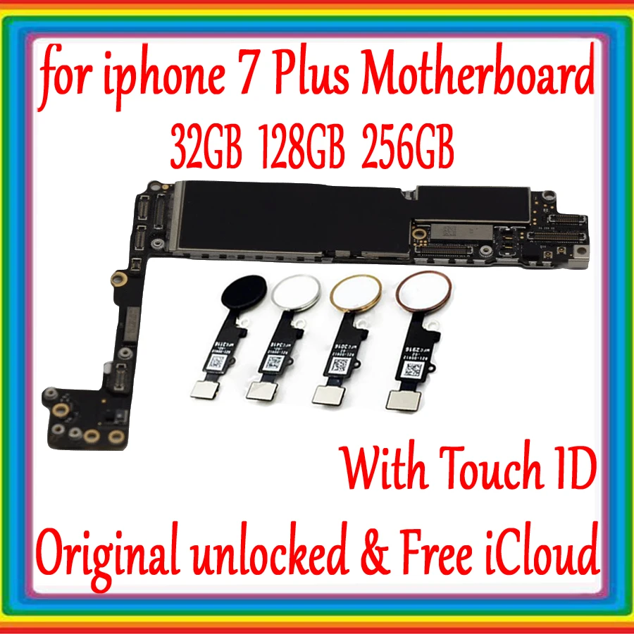 32GB 128GB 256GB For iphone 7 Plus 5.5inch Motherboard Free Ciloud Original unlocked With/No Touch ID logic board Good Tested