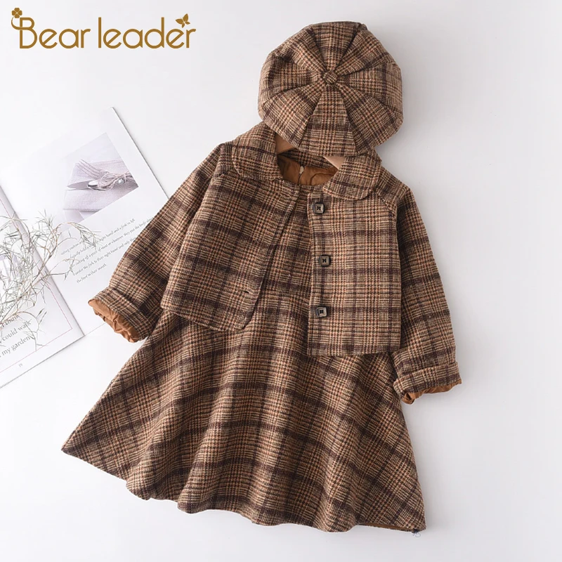 

Bear Leader/модные комплекты одежды в клетку для девочек; Новинка 2022 года; Сезон осень; Элегантная детская одежда; Вечерние костюмы для девочек; Д...