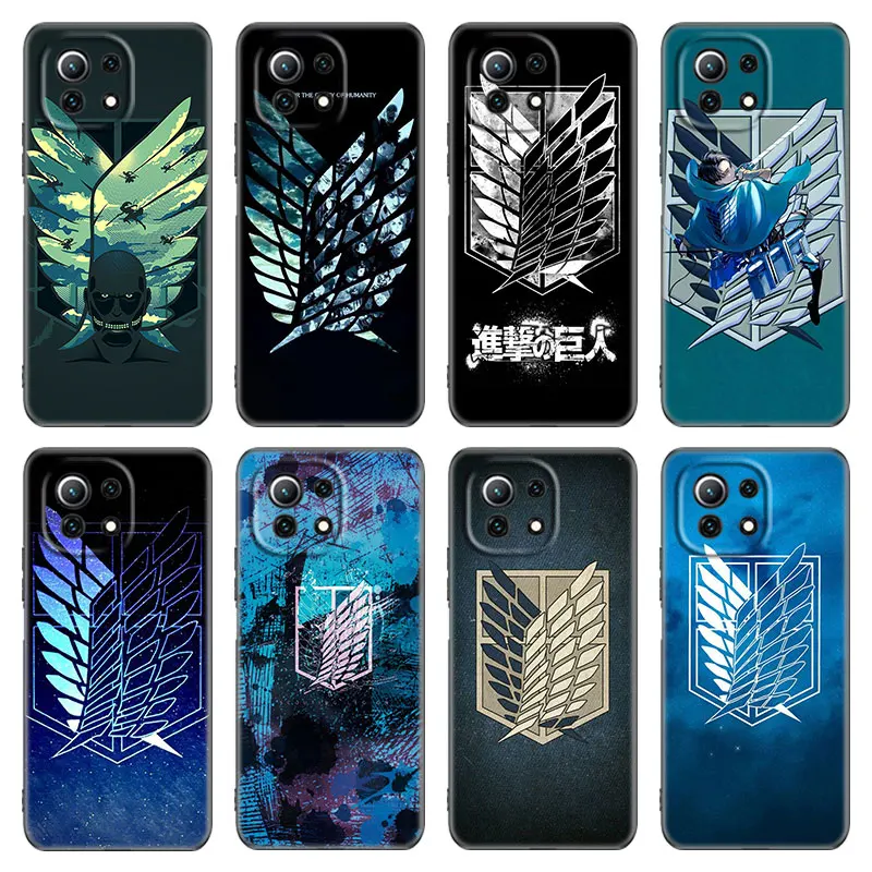 anime attack on titan logo phone case for xiaomi mi poco x3 nfc gt m4 m3 12 11t 10t pro a3 11 lite ne 5g 12x 11i f3 black cover free global shipping