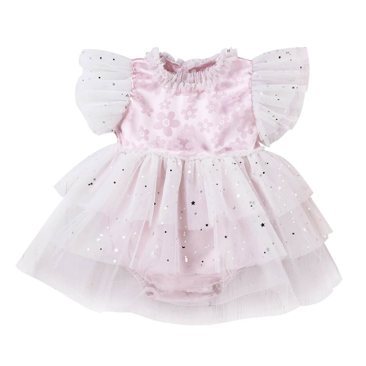 

2022 New Summer Princess Baby Girls Cute Rompers 4 Style Mesh Lace Fly Sleeve Flowers Printed Bowknot Jumpsuit Dress Sweet 0-12M