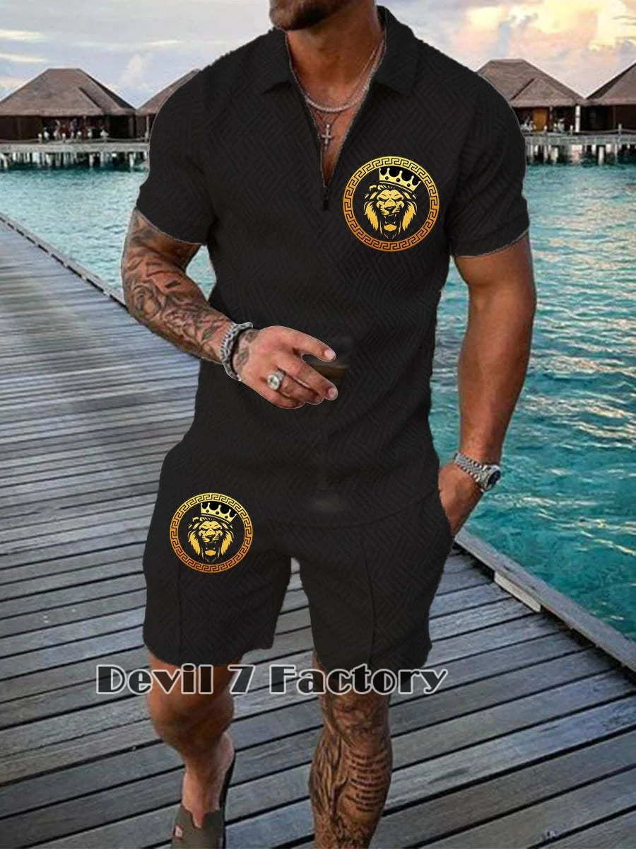Men's Polo Shirts Short Sleeve Tracksuit Sets Summer Casual Shorts Suits Fashion 3D Print Luxury Shirts Male Clothes Streetwear