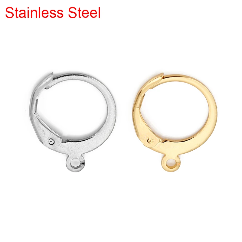 

20pcs 12mm Stainless Steel Earring Hooks Lot Hypoallergenic Gold Color French Earrings Hooks Clasps Wire For Diy Jewelry Making