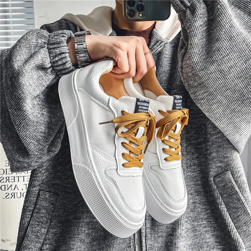 

Men's Shoes Summer Breathable Mesh Soft Sole Small White Shoes Trend Increase Sports Casual Board Shoes Men