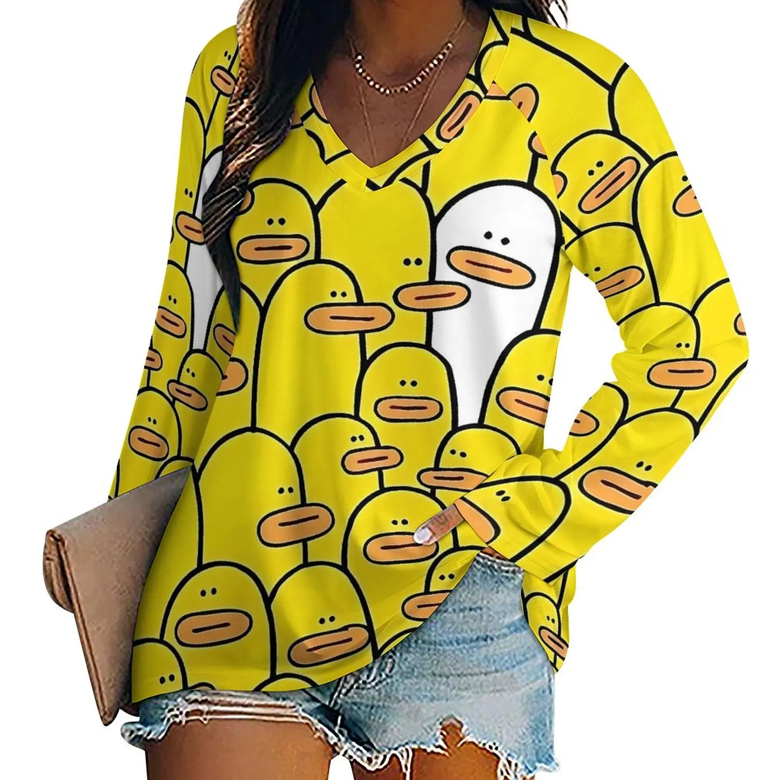 Забавные футболки с резиновыми утками повседневная футболка длинным рукавом