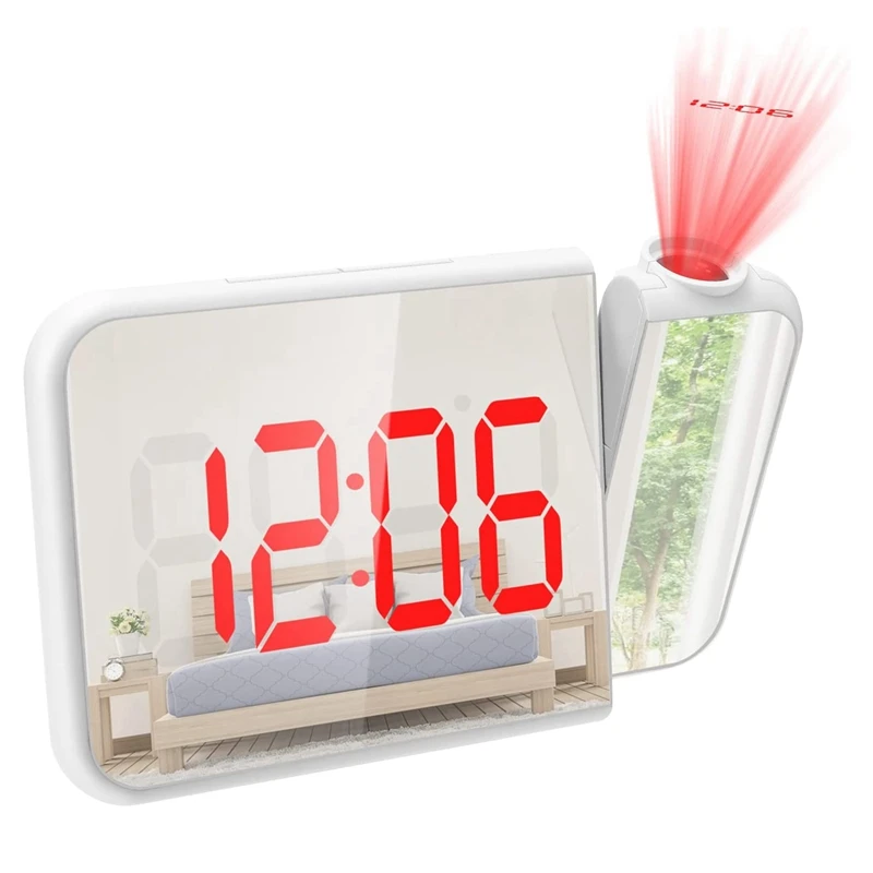 

Проекционный будильник для спальни, электронный цифровой будильник, 6 дюймов светодиодный зеркальный будильник часы с внутренней температ...