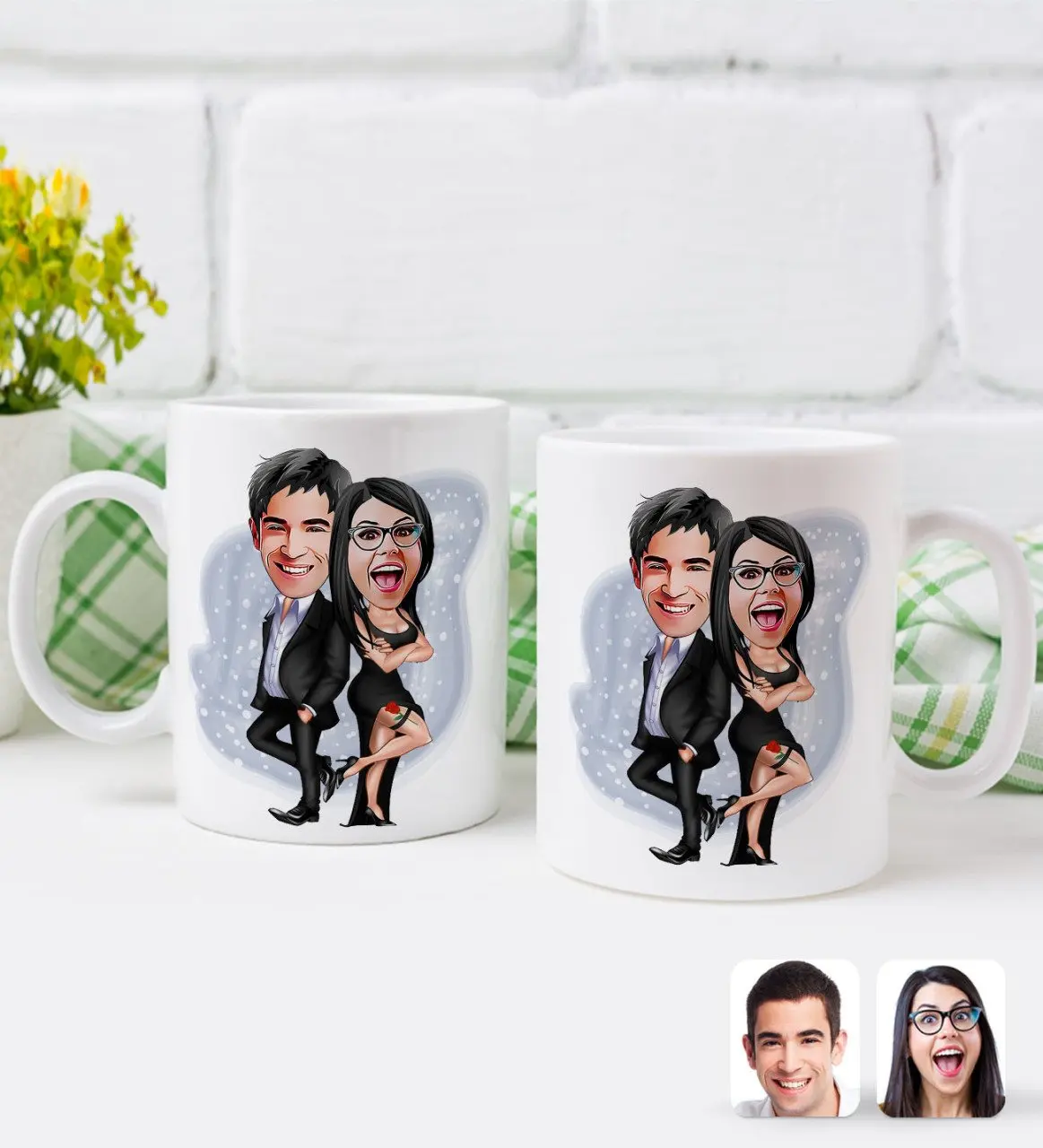 

Персонализированная двойная кружка в романтическом стиле