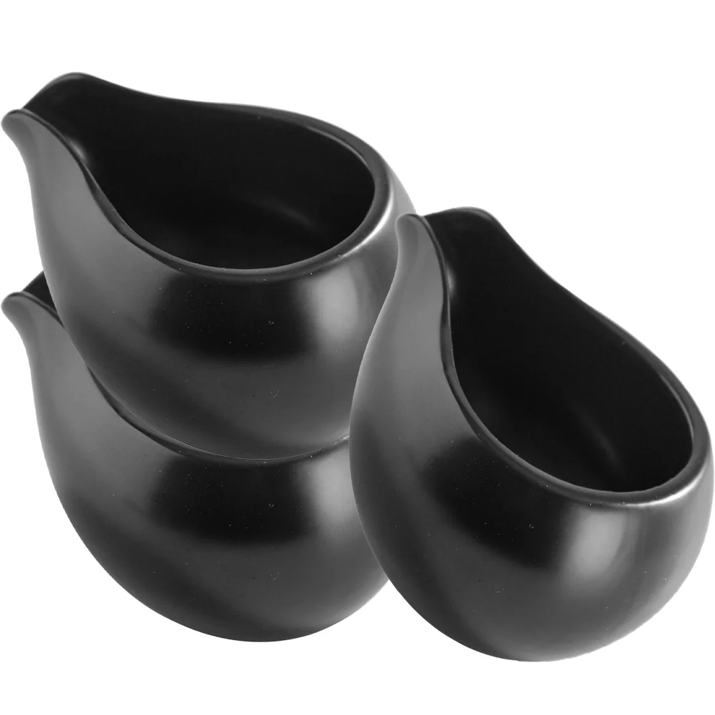 

3 Pcs Coffee Cup Dispenser Ceramic Syrup Container Pitcher Sauce Cups Saucer Boats Round Mouth Milk Spoon Bucket
