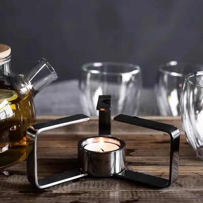 Складной подогреватель для кофе чайник из нержавеющей стали с подсвечником