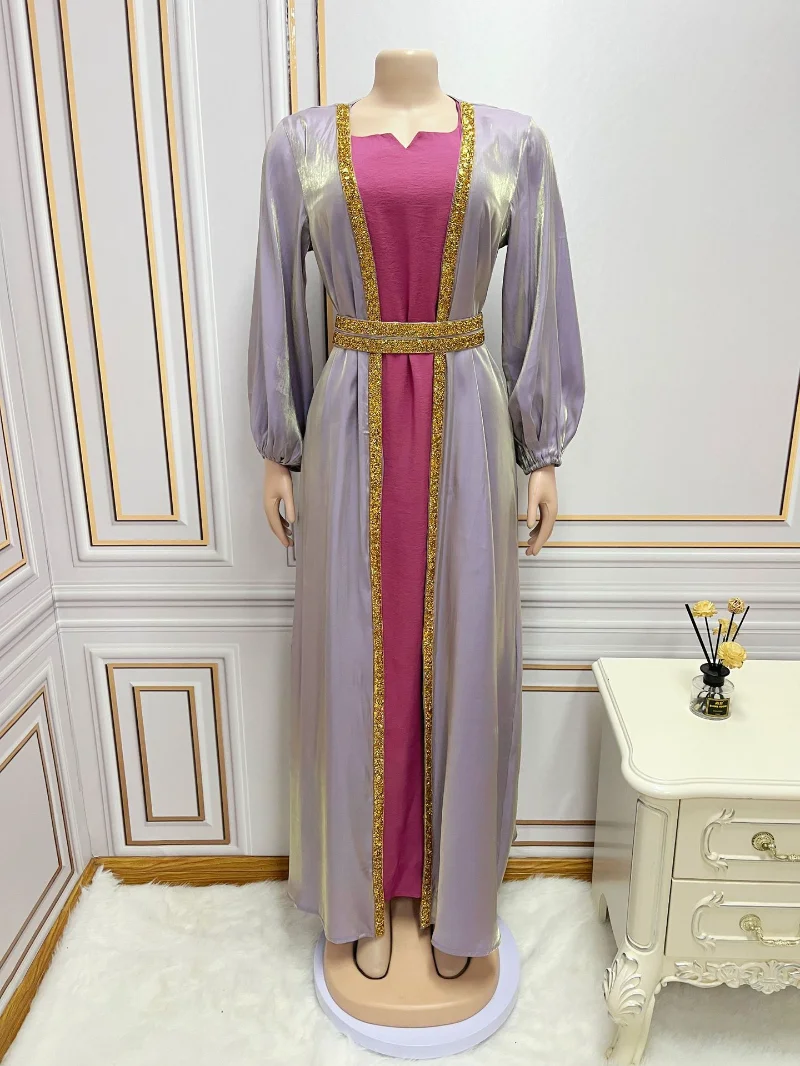 Summer Muslim Women Wedding Party Luxury Abayas Women Long Sleeve Dress Muslim 3 Pieces Set Muslim Clothing