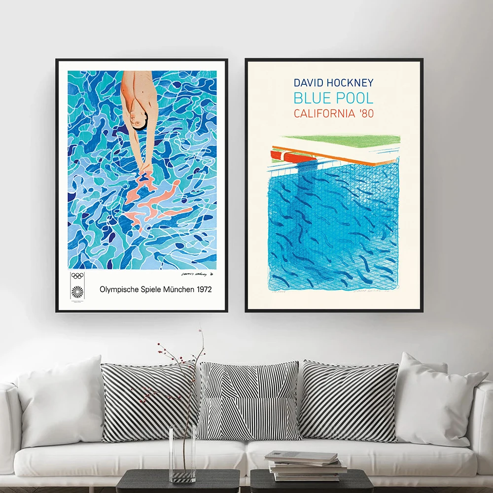 

David Hockney Art Posters Gallery Quality Prints Blue Pool Wall Decor California ’80 Canvas Painting Pictures For Living Room
