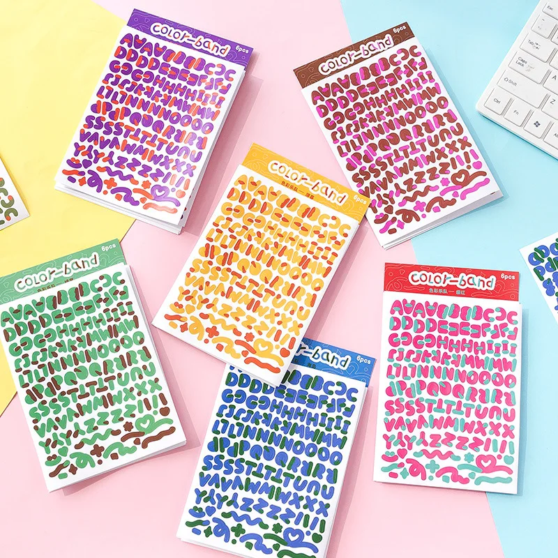 

6 листов, яркие цифры и буквы