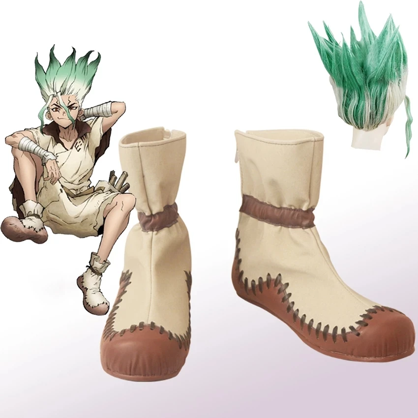 

Anime Dr. Stone Senku Ishigami Cospaly Shoes Boots Adult Men Senku Boots Outfit Wig Halloween Carnival Party Role Play Free