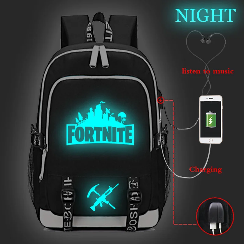 Купи 17 Inch Fortnites School Bags Games Cool Luminous Backpacks for Boys Girls Kids Orthopedic Primary Girls Boys Mochila Feminina за 589 рублей в магазине AliExpress